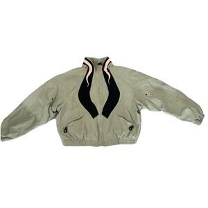 Jamie Sadock Green Black Pink Flame Detail Full Zip Golf Jacket Womens Size M